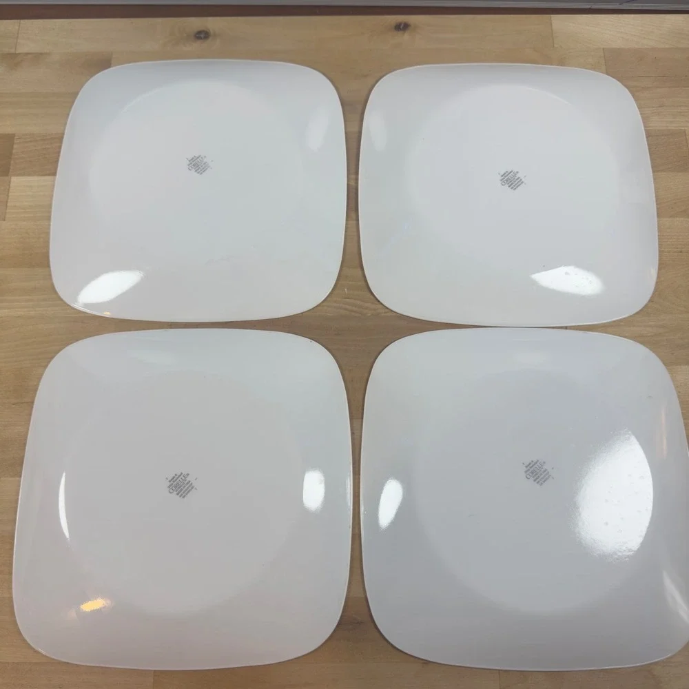 Corelle Square Splendor Dinner Plates Set of 4 Floral Vitrelle Glass 10.25 inch